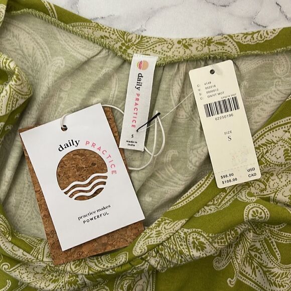 Anthropologie Daily Practice Mini Dress Green Floral Paisley Print S NWT - Picture 9 of 11